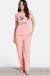Zivame Farm Lore Knit Cotton Pyjama Set - Soft Pink — thumbnail 2
